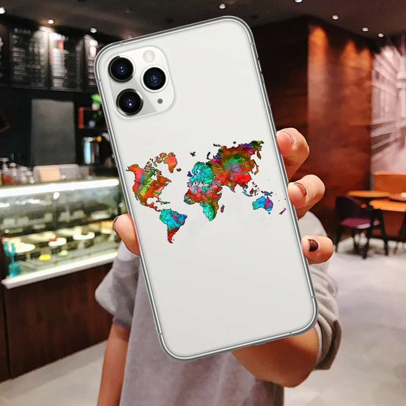 TPU Чехол для iPhone 11 Pro Max, карта мира, для путешествий, самолет, мягкий чехол для iPhone 6 6s 7 8 Plus X XR XS MAX - Цвет: TPU