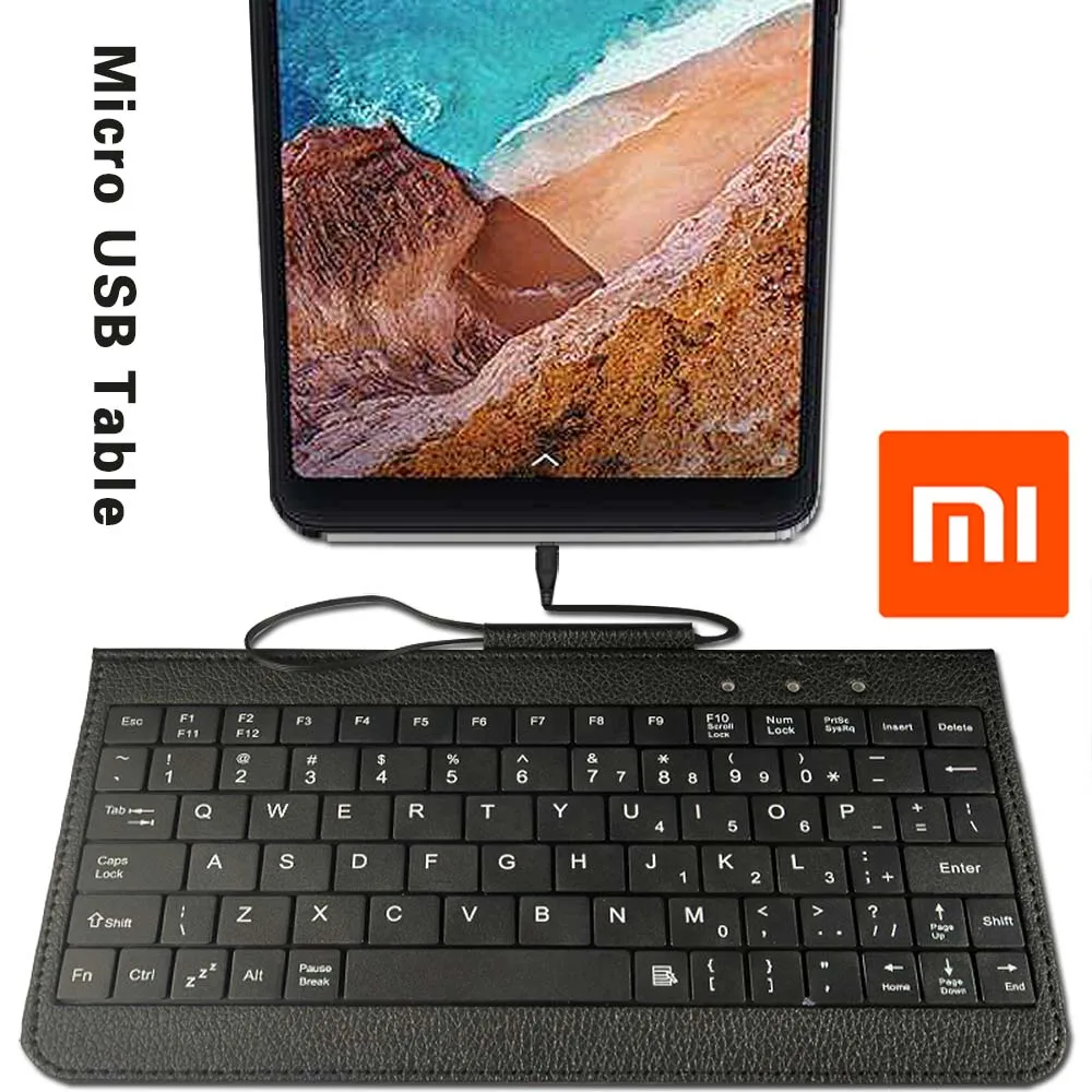 

Micro USB Keyboard PU Leather Stand Case for Xiaomi Mi Pad Tablet Foldable Protective Case Rugged Wired Keyboard + Stand