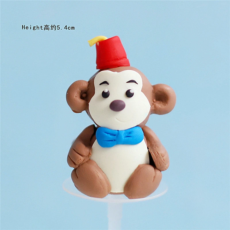 Monkey B Lion Elephant Circus Clown Cake Toppers Windmill Boy Girl Birthday Party Supplies Straw Bow Kid Baking Dessert Love Gifts - Цвет: Monkey B