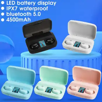

4500mAh Wireless Headphones bluetooth 5.0 LED Earphone HIFI Stereo Intelligent Sports Headset Waterproof IPX7 Automatic Pair