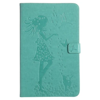 

Wallet Clip Tablet Case for Samsung Galaxy Tab A 9.7" SM-T550 SM-T555 Girl Cat Embossed PU Leather Flip Stand Cover Funda+pen