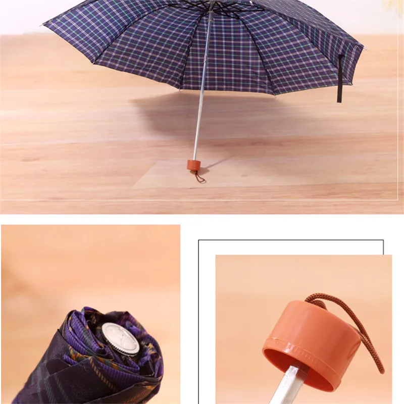Portable Short Handle Wind Resistant Folding Umbrella Rain Lovers Windproof Umbrellas Rain for Couple Lattice Manual Parasol