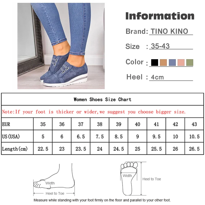 TINO KINO Autumn Women Hollow Out Wedge Vulcanized Ladies Lace Up Platform Casual Sneakers Female Fashion Shoes Plus Size