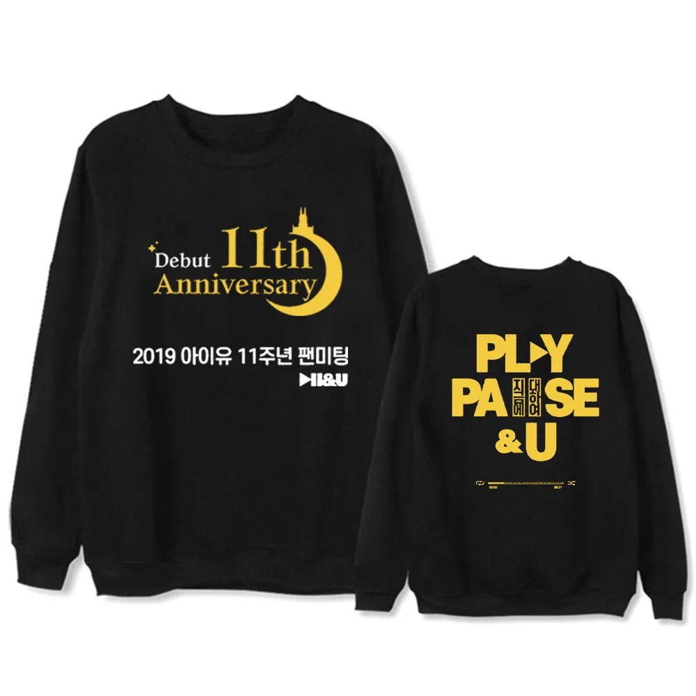 IU Lee Ji-eun KpOP debut 11th anniversary fan meeting вокруг поддержки свитера с круглым вырезом плюс Мужская Женская толстовка - Цвет: WY01