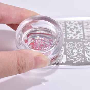 

SHOPANTS Chess Jelly Nail Stamper Silicone Clear Blue Pink Nail Art Stamper Stamping Nail Kits