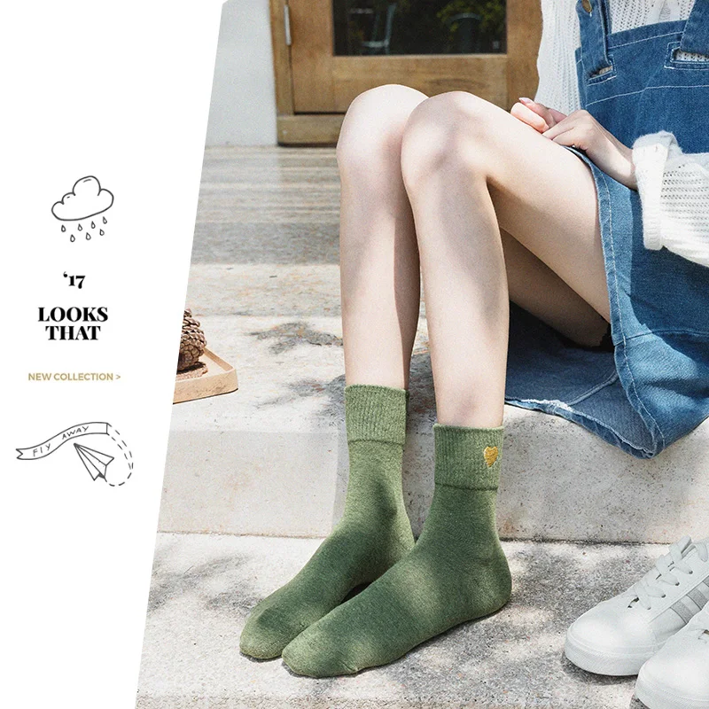 

Embroidery Women Socks Kawaii Harajuku Colorful Funny Socks Women 100 Cotton 1 Pair Size 35-39
