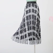 Осенняя юбка и зимняя женская плиссированная юбка с высокой талией и буквенным принтом