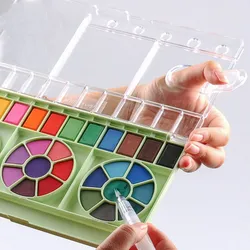 36 Colors Solid Watercolor Pigment Paint With Brush Pen Water Color Painting Hand-painted Portable Paint Art Supplies