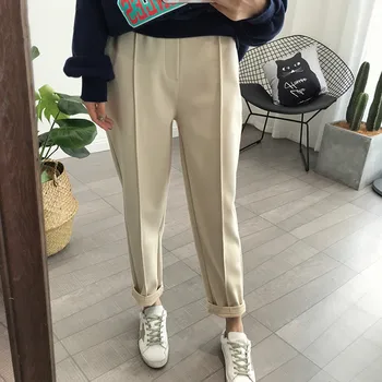 

Mozuleva Winter Thicken Women Pencil Pants Plus Size Wool Pants Female 2019 Autumn High Waist Loose Trousers Capris Good Fabric