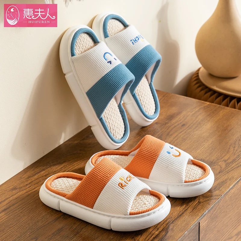 Zapatillas transpirables de mezcla de algodón para hombre y mujer, zapatillas de interior con suela blanda, diseño de dibujos animados, para amantes del hogar, a la moda