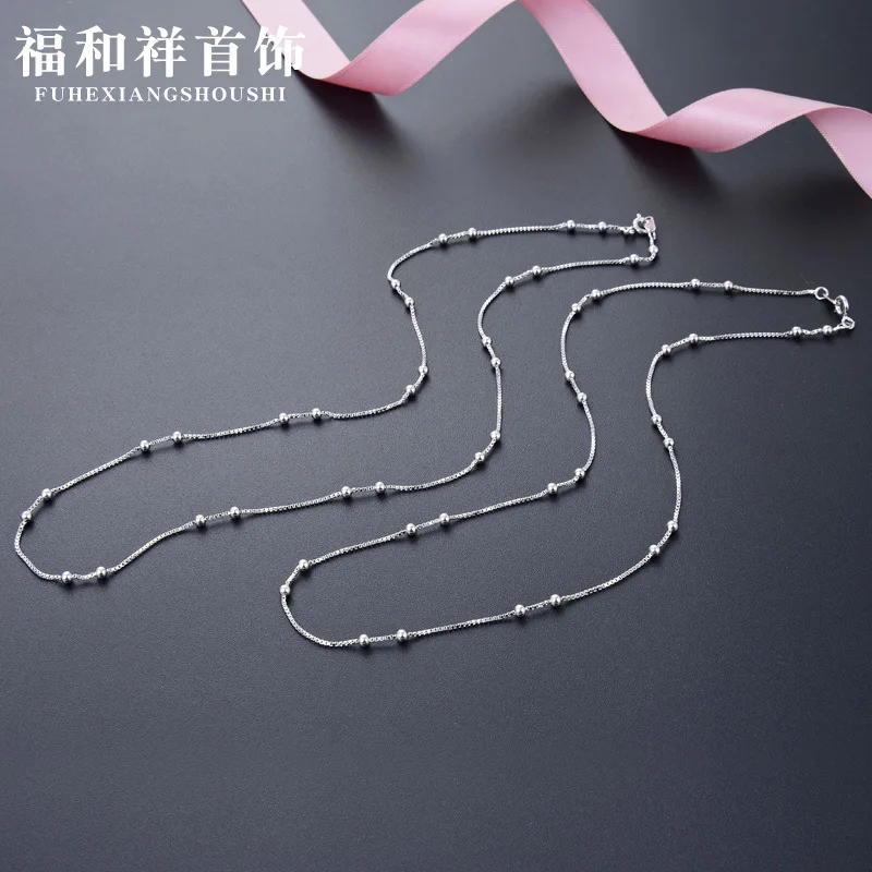 

Korean-style Simple S925 Sterling Silver Necklace Women's Choker 08 Box Aberdeen Bag 2.5-Bead 2: 2 Fashion Jewelry