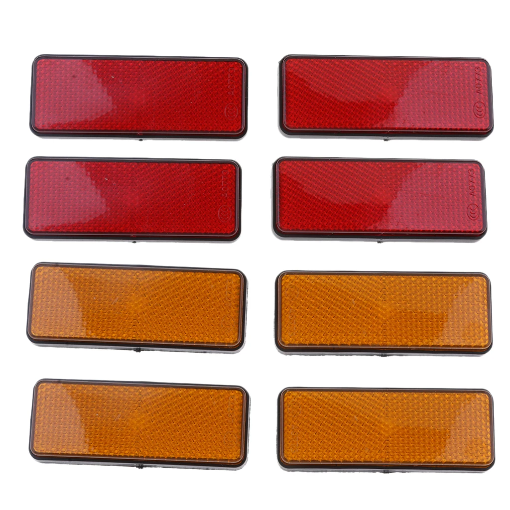 4 Pair Square Reflectors Universal For Motorcycles ATV Bikes Dirt Bike