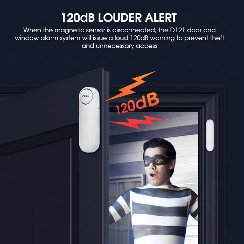 KERUI D121 120dB Wireless Door/Windows Sensor Alarm 300ft Anti-Theft Smart Remote Control For Kids Cabinet Safety Home Security - Image 2