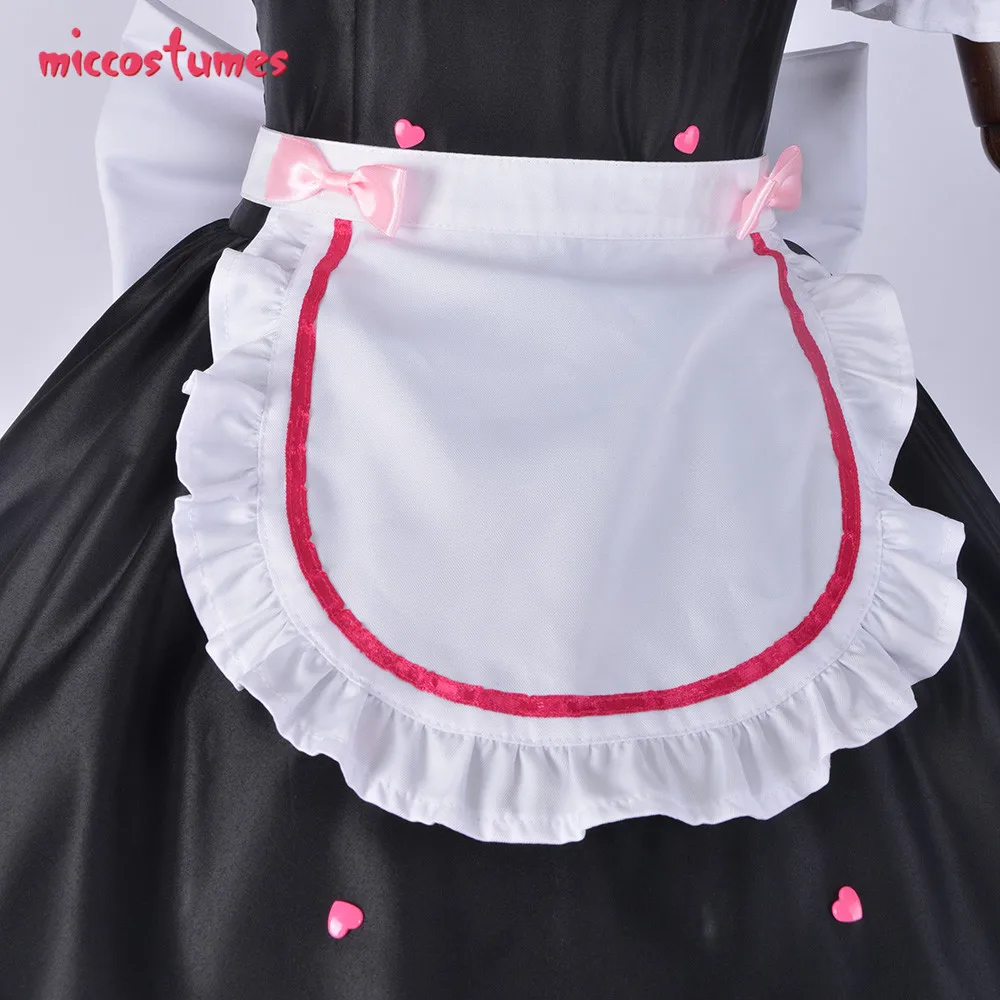 Frauen Nekopara Chocola Cosplay Kostüm Dienstmädchen Kleid mit Schürze Petticoat Katzenohren Schwanz 6