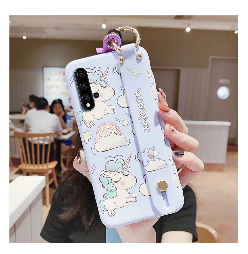 Для nova 5 pro/nova 4 чехол с единорогом nova 4e милый мультяшный чехол для huawei nova 5 5I мягкий чехол для девочек Подарки с ручной талией+ ремень