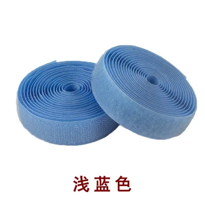 Magic Tape Self Adhesive Fastener Tape DIY Nylon Hook Loop Fastener Sticker Cable Ties Sewing Accessories No Glue 2.5CM*25yards - Цвет: light blue