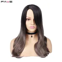 FAVE черные, розовые, серые синтетические парики боковая часть 20 дюймов натуральные волнистые концевые волосы для черных, белых, американских, африканских женщин термостойкие