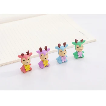 

48pcs/lot Small Color Deer Styling Rubber Four-color Mixed Kawaii School Supplies Creative Cartoon Erasers