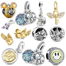 

2021 New Beads Charms 925 Sterling Silver Shining Smiley Hedwig Rotating Fit Pandora Original Bracelet Beaded Women Fine Jewelry