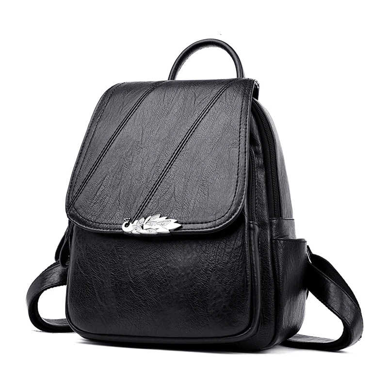 Известный бренд, дизайнерский женский рюкзак из искусственной кожи, Женская Повседневная Подростковая дорожная сумка, школьная сумка, модные женские сумки, bolsa feminina - Цвет: Черный