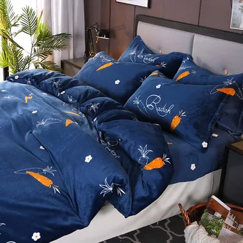 

YanTing Reactive Printing Duvet Cover With Pillowcase Comfortable And Skin Friendly Flannel Bedding Sets Do not dry clean