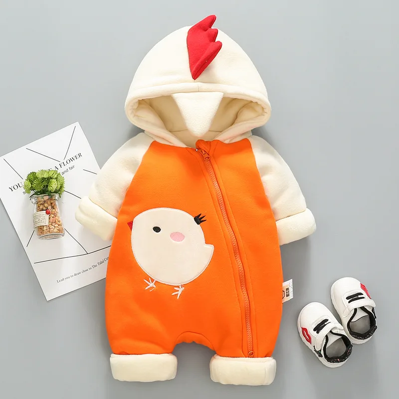 

HYLKIDHUOSE Newborn Baby Rompers 2019 Winter Toddler Infant Jumpsuits Girls Boys Rompers Warm Thicken Warm Outdoor Kids Coats