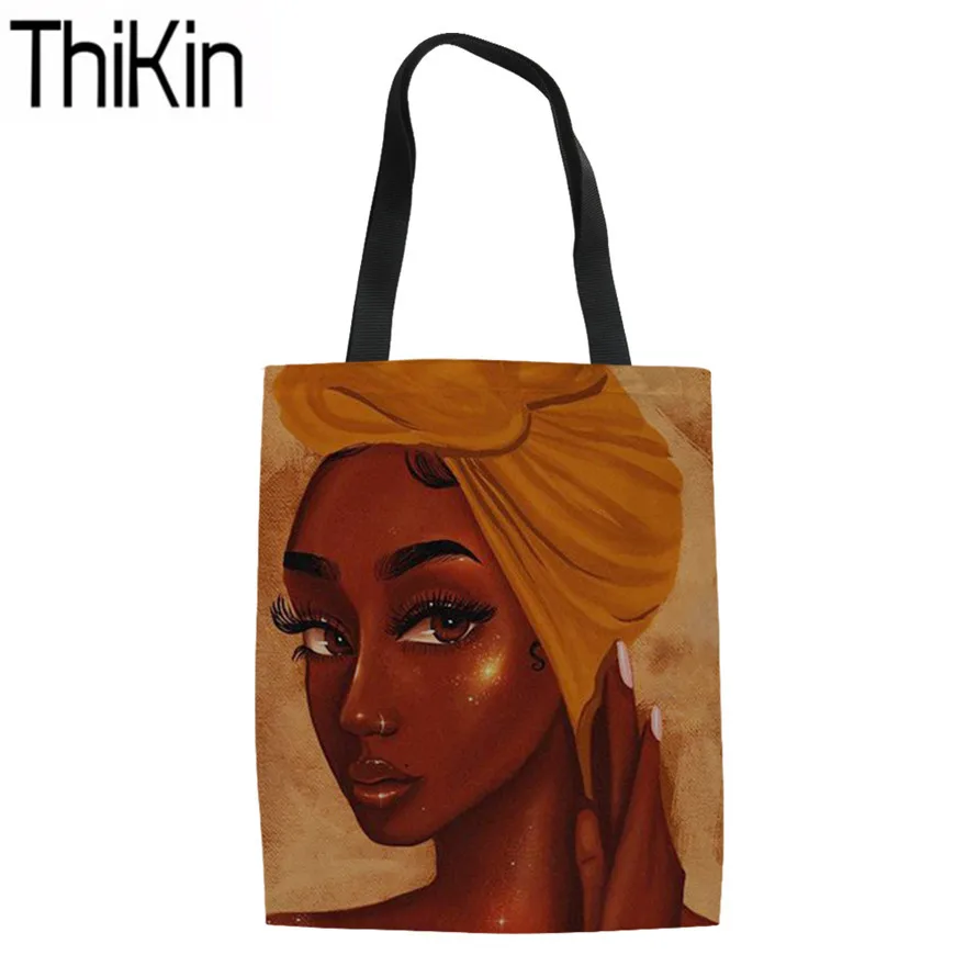 THIKIN Black Art африканские сумки для покупок с принтом для девочек Женская Большая вместительная сумка-шоппер Женская сумка через плечо женская сумка Eco