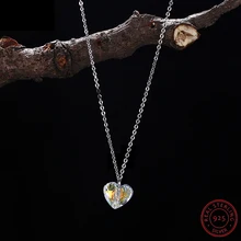 Красочные кристаллы от Swarovski сердце бусины кулон ожерелье для женщин Настоящее Серебро S925 ожерелье влюбленных подарок на день Святого Валентина