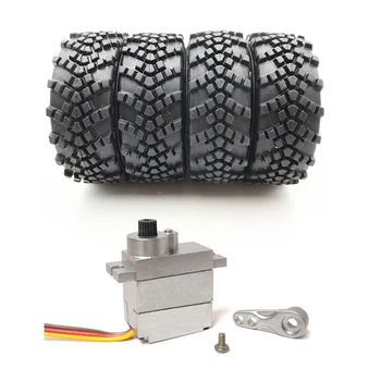 

2 Set Accessories for WPL B36 1:16 Truck RC Crawler: 1 Set RC Car Tires without Wheel Hub & 1 Set Upgrade Metal for Gear Servo +