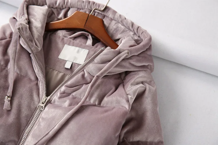 22g24 Female Winter Thick Warm European And American Style Light Perception Velvet Raglan Sleeve Hooded Mid-length Straight-Cut