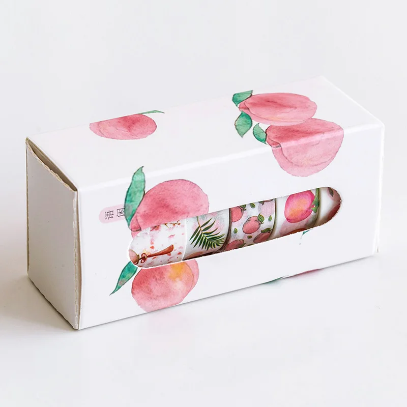YUEGUANGXIA 5pcs/box Peach Bamboo Maple Leaf Washi Paper Tapes Bullet Journaling Deco Sticker Tape Masking Tapes 8 Designs - Цвет: B