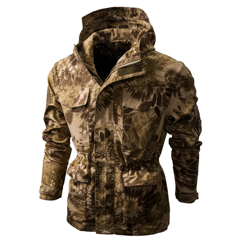 

Men's Tactical Camouflage Jacket Outdoor CS Jungle Clothes Waterproof Hooded Jacket Men Multi pocket Military Coats EU Size