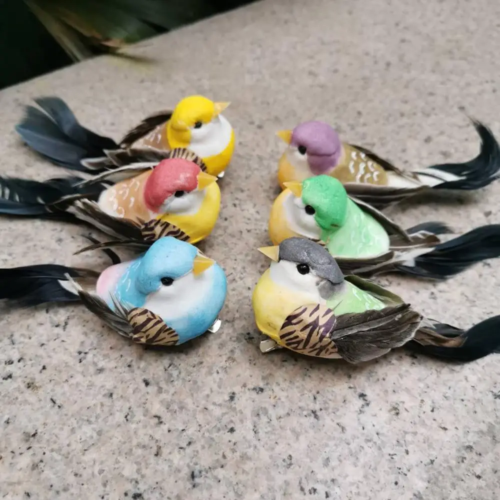 12PCS/12*4*4CM,Artificial Foam Birds with Real Feather,Craft Decorative