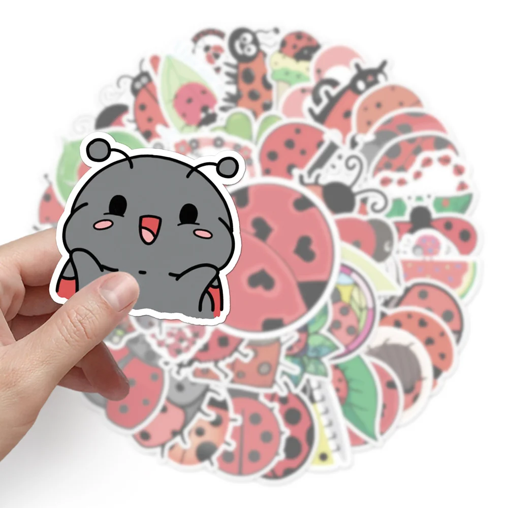 Nature Insect Stickers Animal Ladybug Sticker for Bicycle Luggage Laptop Car Decal Educational Toys Sticker for Kids 10/50pcs cartoon animal stickers animal stickers decorative stickers car sticker decal