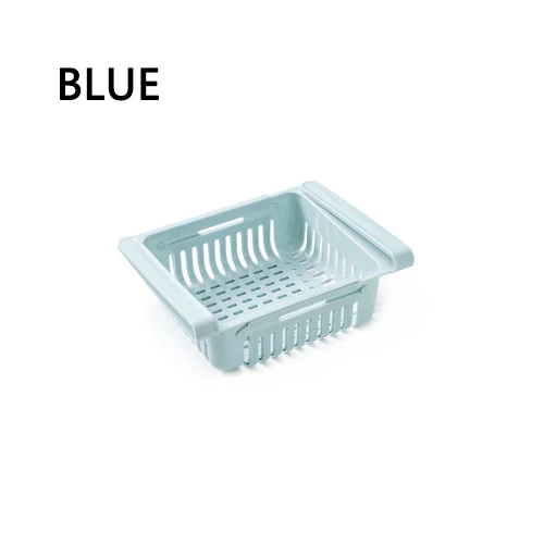 B-BLUE ABS боковая стойка для хранения, органайзер, регулируемая полка для холодильника, держатель для ящика, органайзер, экономия пространства, фруктовая закуска, кухонная полка, полка - Цвет: B-BLUE