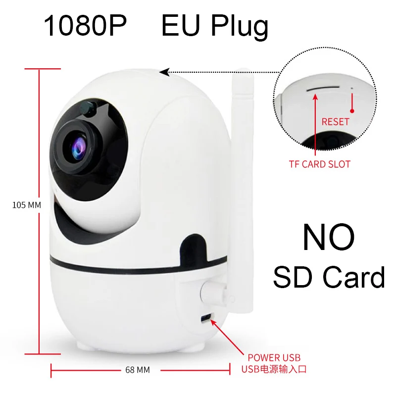 1080P White EU Plug HD 1080P облачная Беспроводная ip-камера интеллектуальное автоматическое отслеживание безопасности человека дома наблюдения Wi-Fi камера видеонаблюдения монитор младенца - Цвет: 1080P White EU Plug
