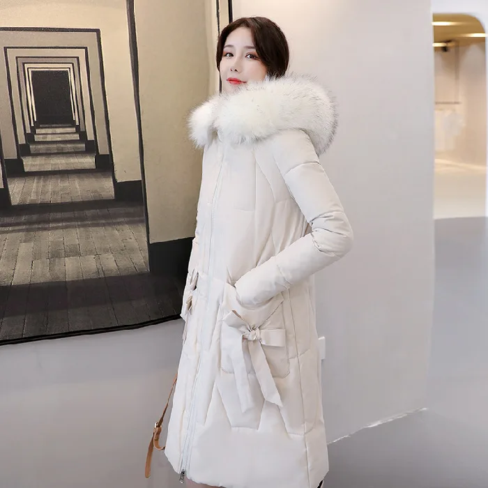 

Photo Shoot 2019 Cotton-padded Clothes Winter Korean-style Mid-length Large Fur Collar down Jacket Cotton-padded Clothes Large S