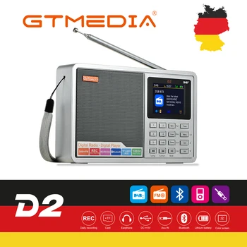 

GTMEDIA D2 Portable Radio FM DAB stereo/ RDS Multi Band Radio Speaker with LCD Display Alarm Clock Support Micro SD TF Card