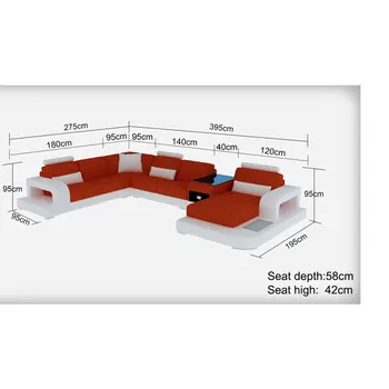 

CBMG8007 Full top grain leather Luxury U-shaped modern design living Room genuine leather sectional sofa set