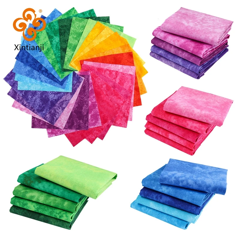 Хлопчатобумажная ткань с принтом Tie Dye в стиле пэчворк детская Радужная сделай