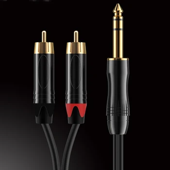 

WinAqum Gold Plated TRS 6.35mm 1/4 inch Audio Cable To Dual RCA 2RCA Plug Adapter Video Wire S21 0.5M-30M
