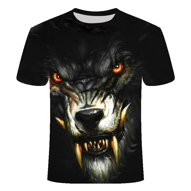 

2019 Summer Wolf meteor&moon printed T-shirt Men Tshirt Anger Shirts 3d Hip Hop Tee Animal Mens Clothing Casual Tops dropship