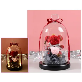 

R·se Bear Molding LED Light In A Flask Immortal Rose Eternal Preserved Fresh Valentine's Day Mother's Day Christmas Gifts Dropsh