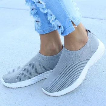 Women Flat Slip on White Shoes Woman Lightweight White Sneakers Summer Autumn Casual 3