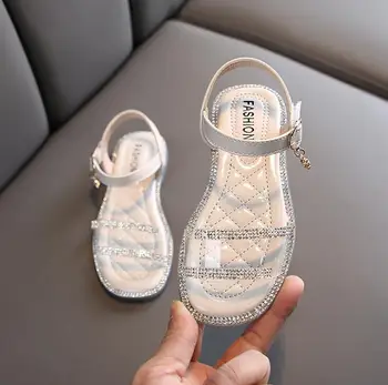 

Girls sandals new summer fashion rhinestone soft sole children's shoes open toe sandals antiskid princess shoes