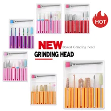 7 шт./кор. и сверлами для ногтей в использовании профессиональное красочное Электрический кутикула чистая роторный для маникюра и педикюра, фрезер Шлифовальная головка шлифовальный набор инструментов