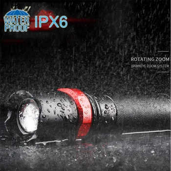 

LED Flashlight XM-L T6 8000LM Aluminum Waterproof Zoomable flashlight Torch 5 modes By Rechargeable 18650 Battery as Power bank