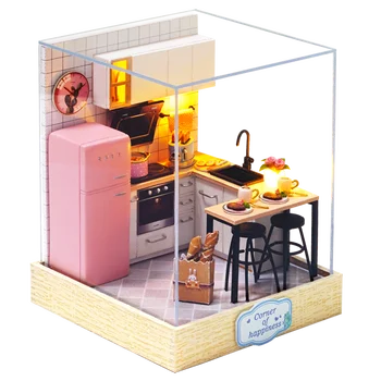

DIY Doll House Miniature Wooden Dollhouse Miniaturas Furniture Toy House Doll Toys for Birthday Gift Home Decor Craft Casa QT25