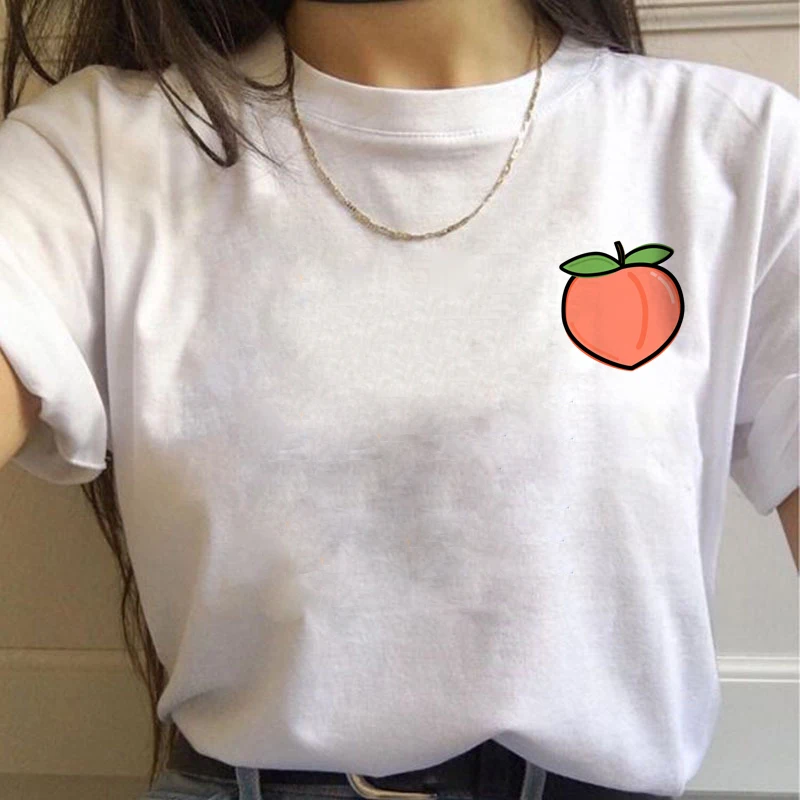 

Peach Harajuku Small Fresh T Shirts Women Ullzang Korean Style T-shirts 90s Peachy Graphic Tshirts Fashion Funny Top Tees Female