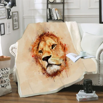

Child of Light Black Velvet Plush Blanket on the Bed Lions Family Throw Blanket Animal Printed Bedding cobertor Dropship